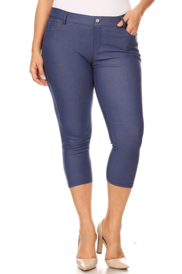Love It Curvy Plus Size Classic Solid Skinny Jeggings in Red