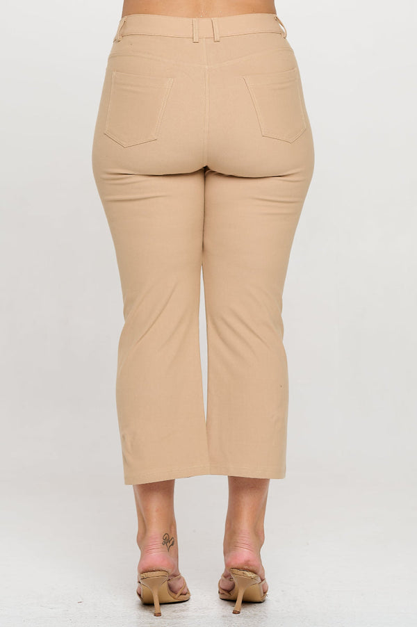 Plus Size Women's Classic Solid Straight Leg Crop Jeggings | Love It Curvy