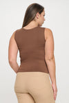 Coffee High-Low Reversible Neckline Seamless Tank Top