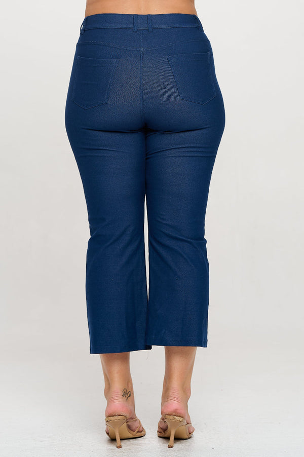 Plus Size Women's Classic Solid Straight Leg Crop Jeggings | Love It Curvy