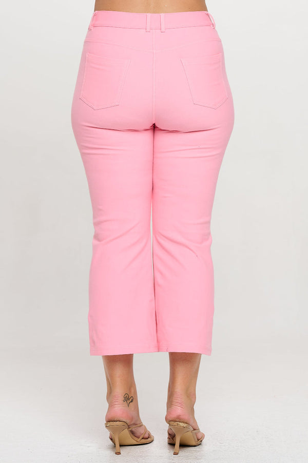 Plus Size Women's Classic Solid Straight Leg Crop Jeggings | Love It Curvy