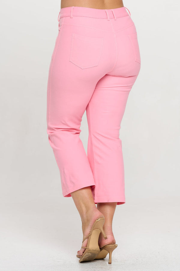 Plus Size Women's Classic Solid Straight Leg Crop Jeggings | Love It Curvy