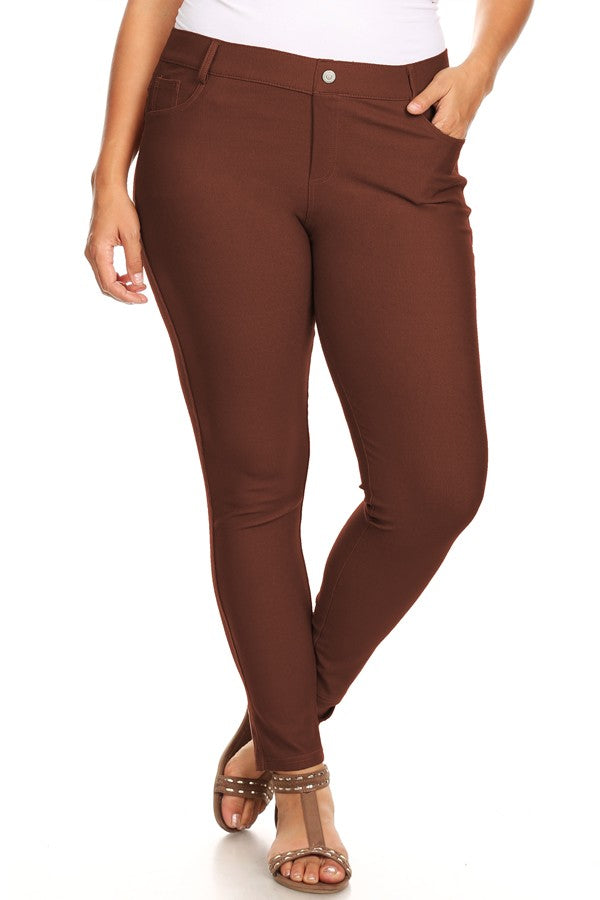 Love It Curvy Plus Size Cotton-Blend 5-Pocket Skinny Jeggings