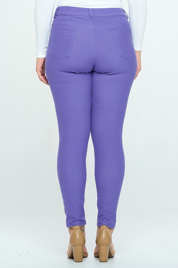 Plus Size Cotton-Blend 5-Pocket Skinny Jeggings - Very Periwinkle