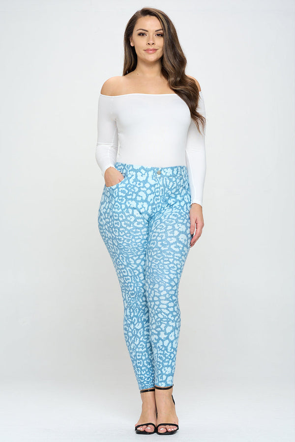Plus Size Women's Clouded Skies 5-Pocket Cotton Blend Jeggings | Love It Curvy