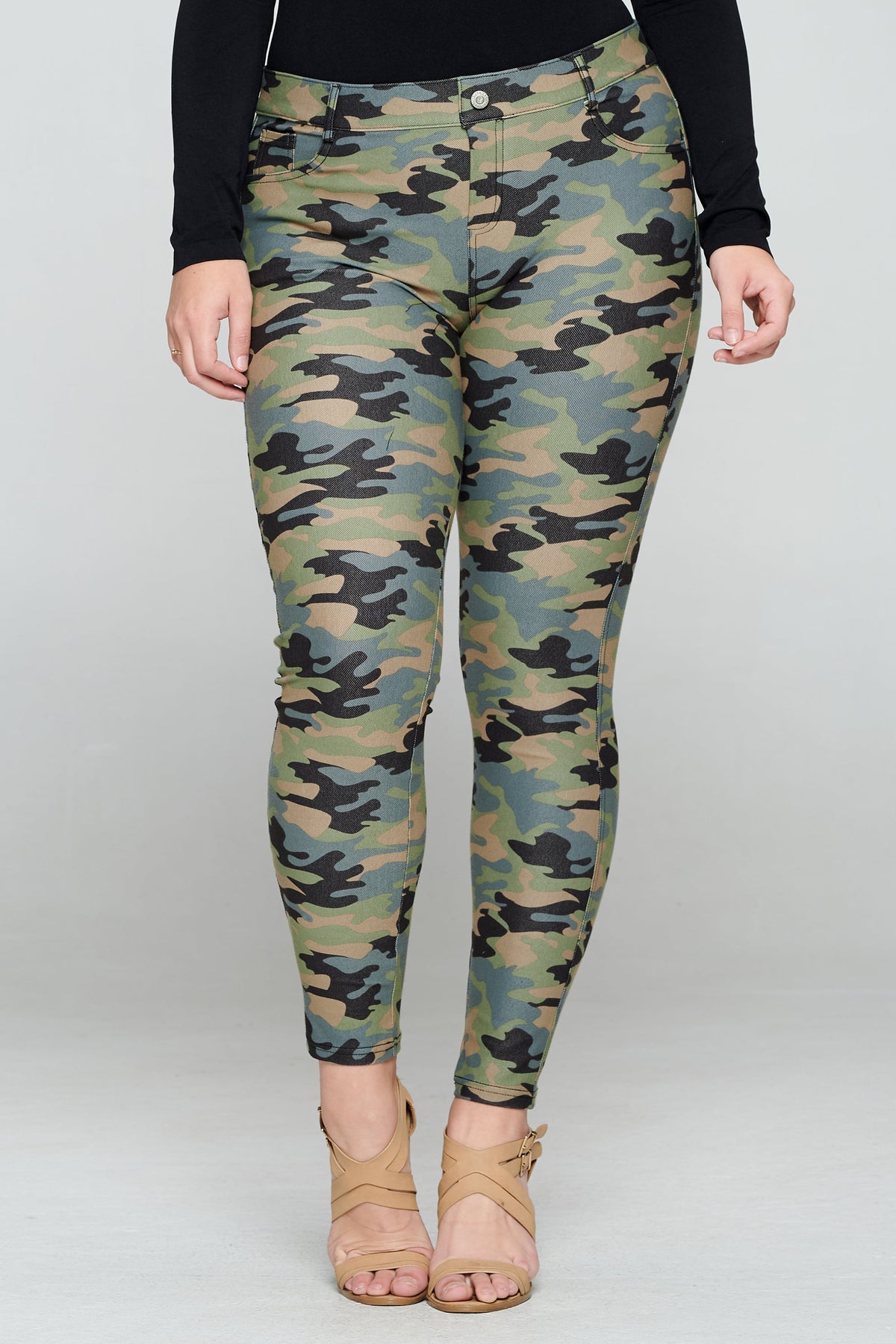 Plus Size Women's Camouflage 5-Pocket Cotton Blend Jeggings | Love It Curvy