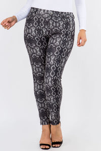 Love It Curvy Plus Size Women's Snakeskin Print 5-Pocket Jeggings