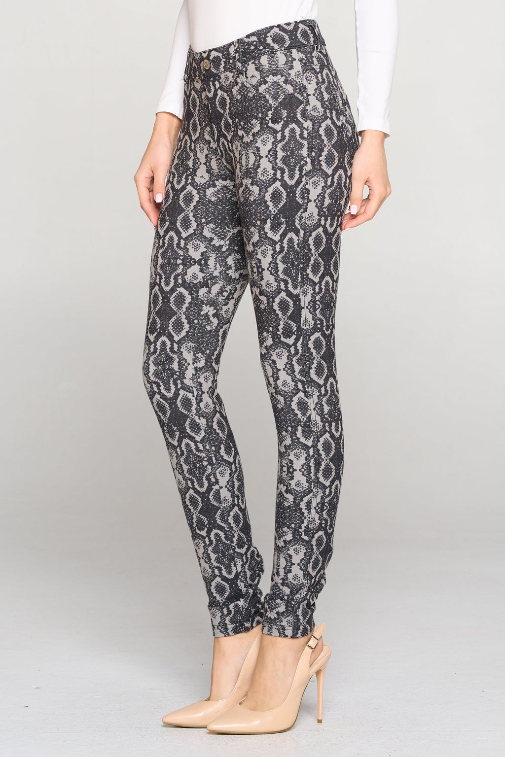 Snakeskin Print 5-Pocket Jeggings | Love It Curvy