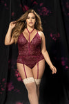 Plus Sexy V-Neck Harness and Garter Bodysuit by Mapale at Love It Curvy