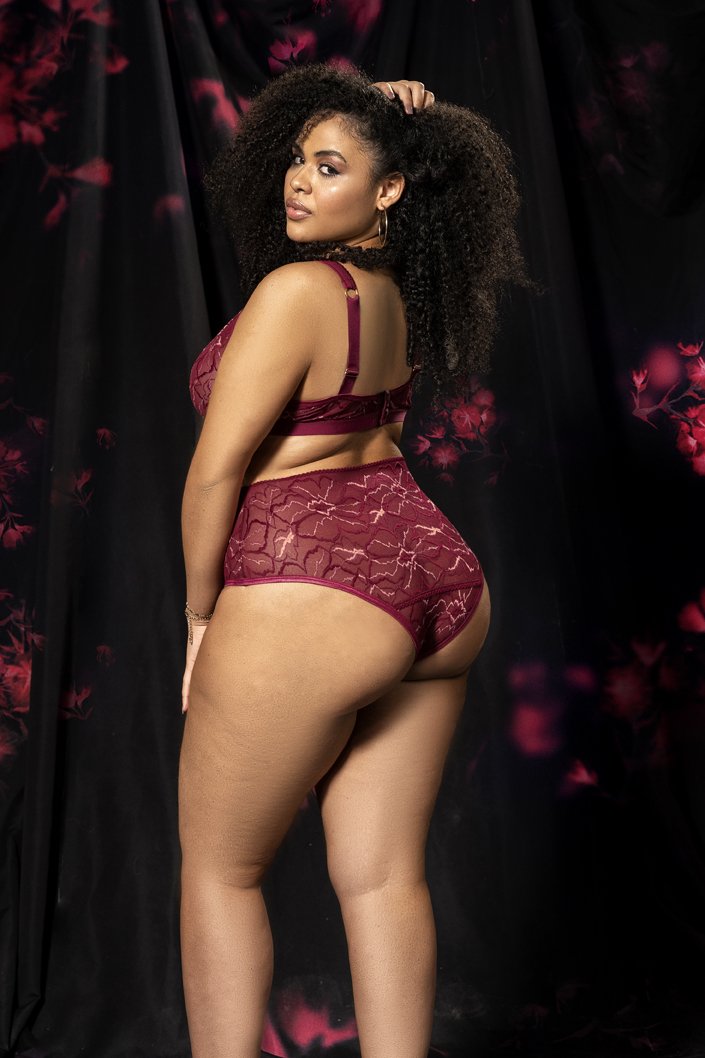 Plus Floral Print Triangle Top and Panty Set by Mapale at Love It Curvy