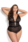 Plus Classy Deep V-Neck Heart Bodysuit by Mapale at Love It Curvy