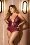 Plus Classy Deep V-Neck Heart Bodysuit by Mapale at Love It Curvy