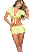 Versatile Short Sleeve Crop Top with Front Tie and Collar by Mapale at Love It Curvy