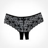 Black lace underwear on a white background
