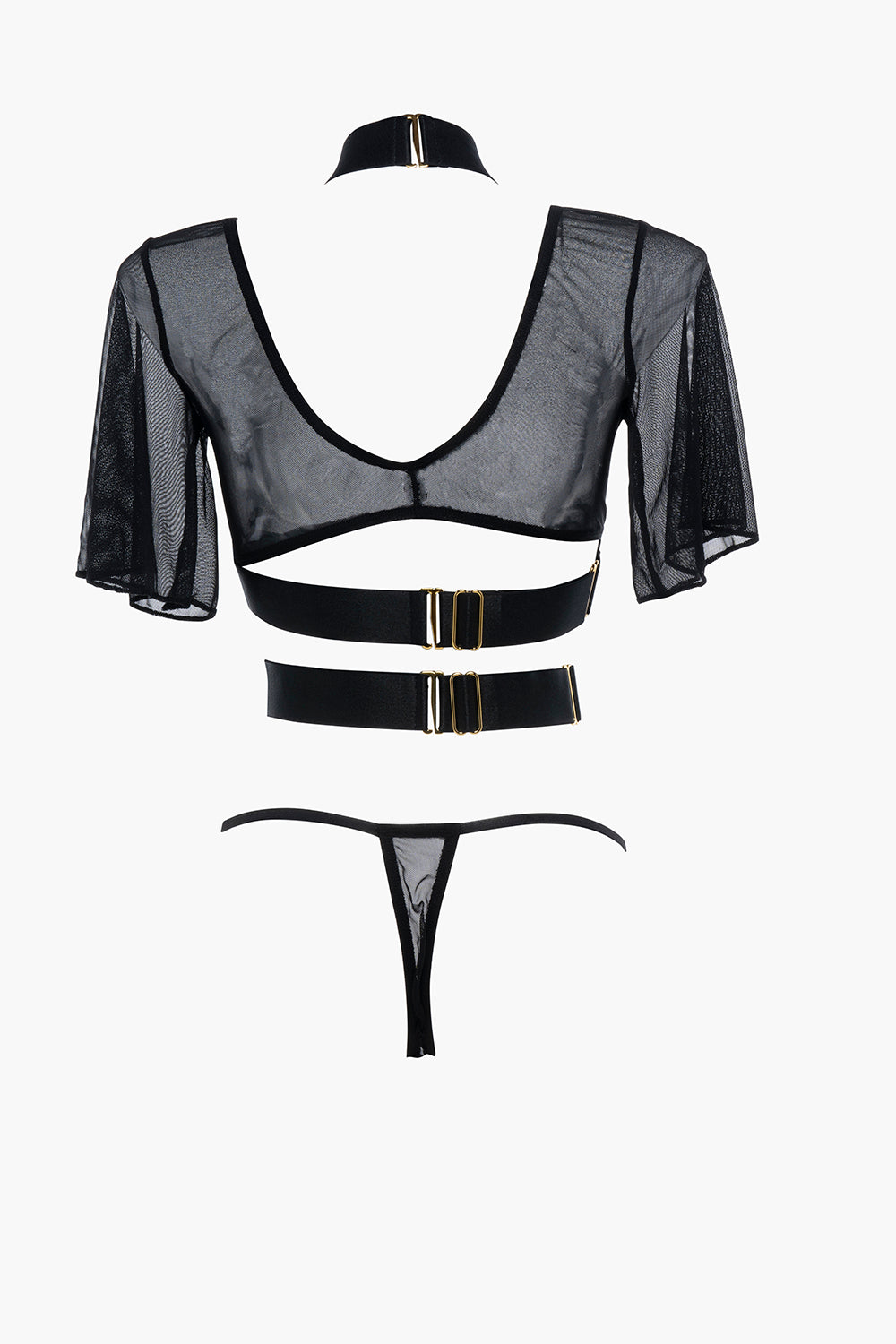 Dreamer Strappy Mesh Top and Thong Set, back view