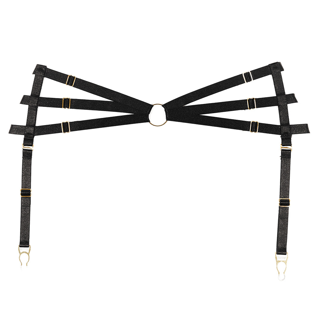 Femme Fatale Strappy Waist Harness in Black, front view