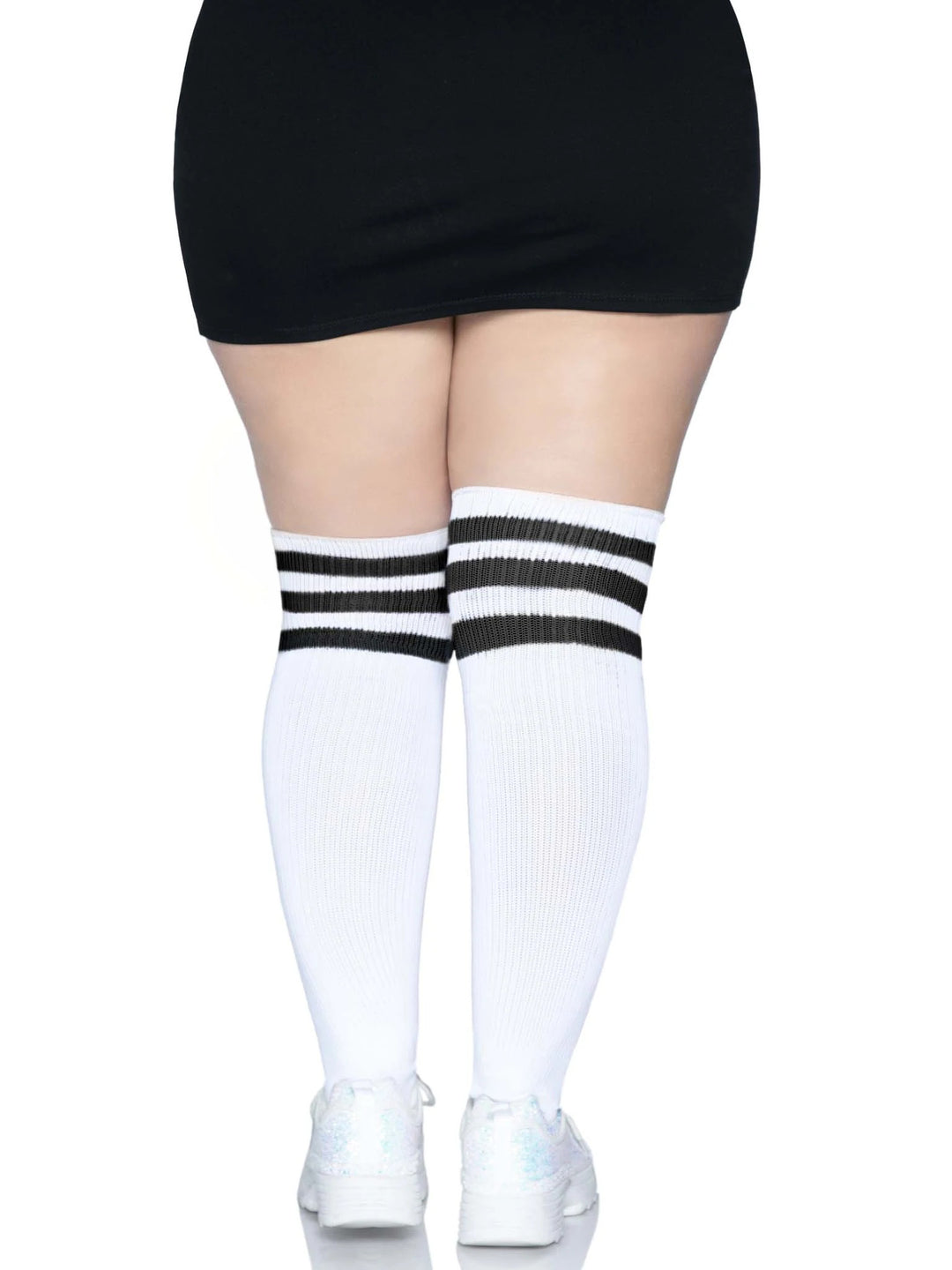 Over the Knee Athletic Socks - 1x/2x - White/black - Love it Curvy