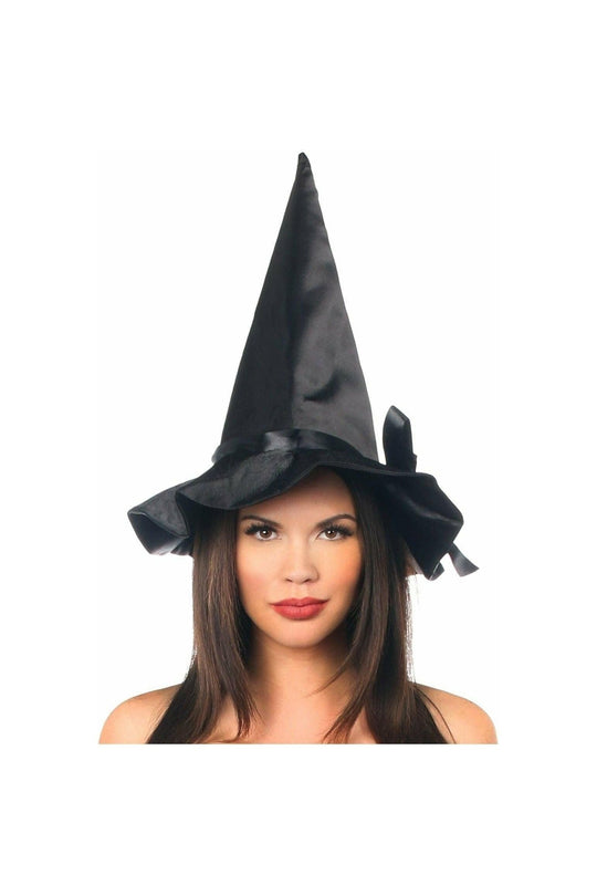 Black Satin Ribbon Witch Hat - Love it Curvy