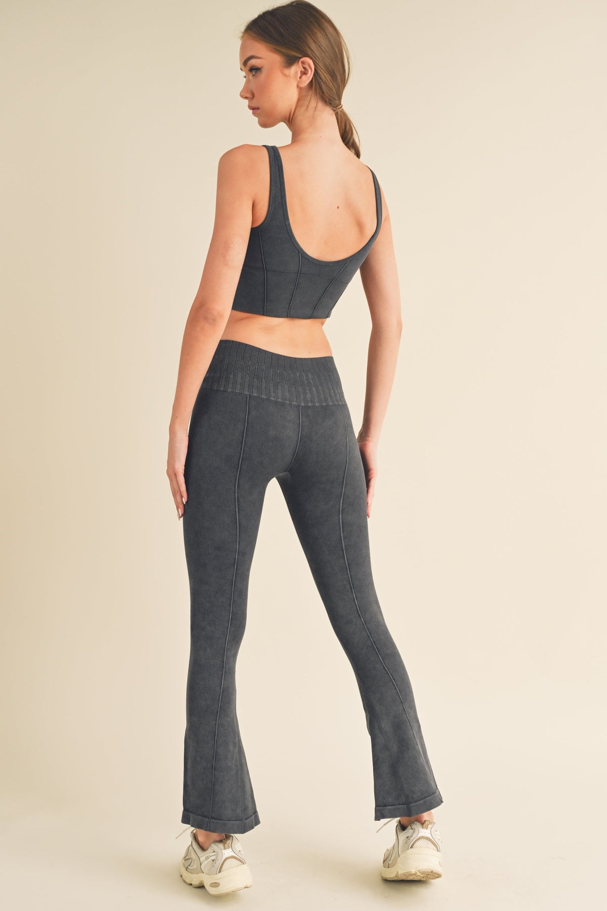 Stone Washed Ribbed Matching Yoga Set | Love It Curvy