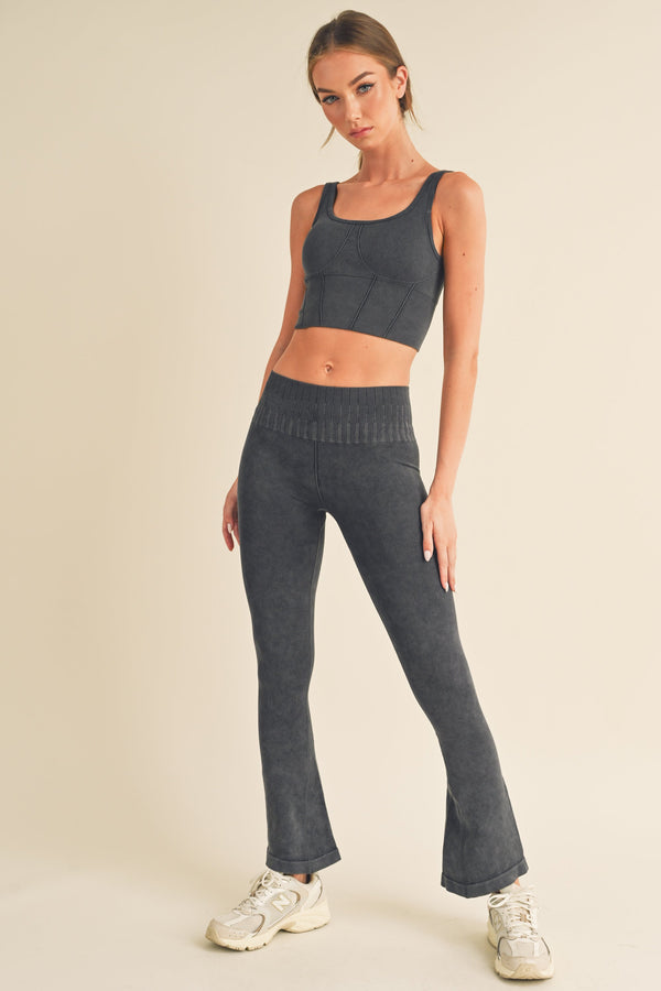 Stone Washed Ribbed Matching Yoga Set | Love It Curvy