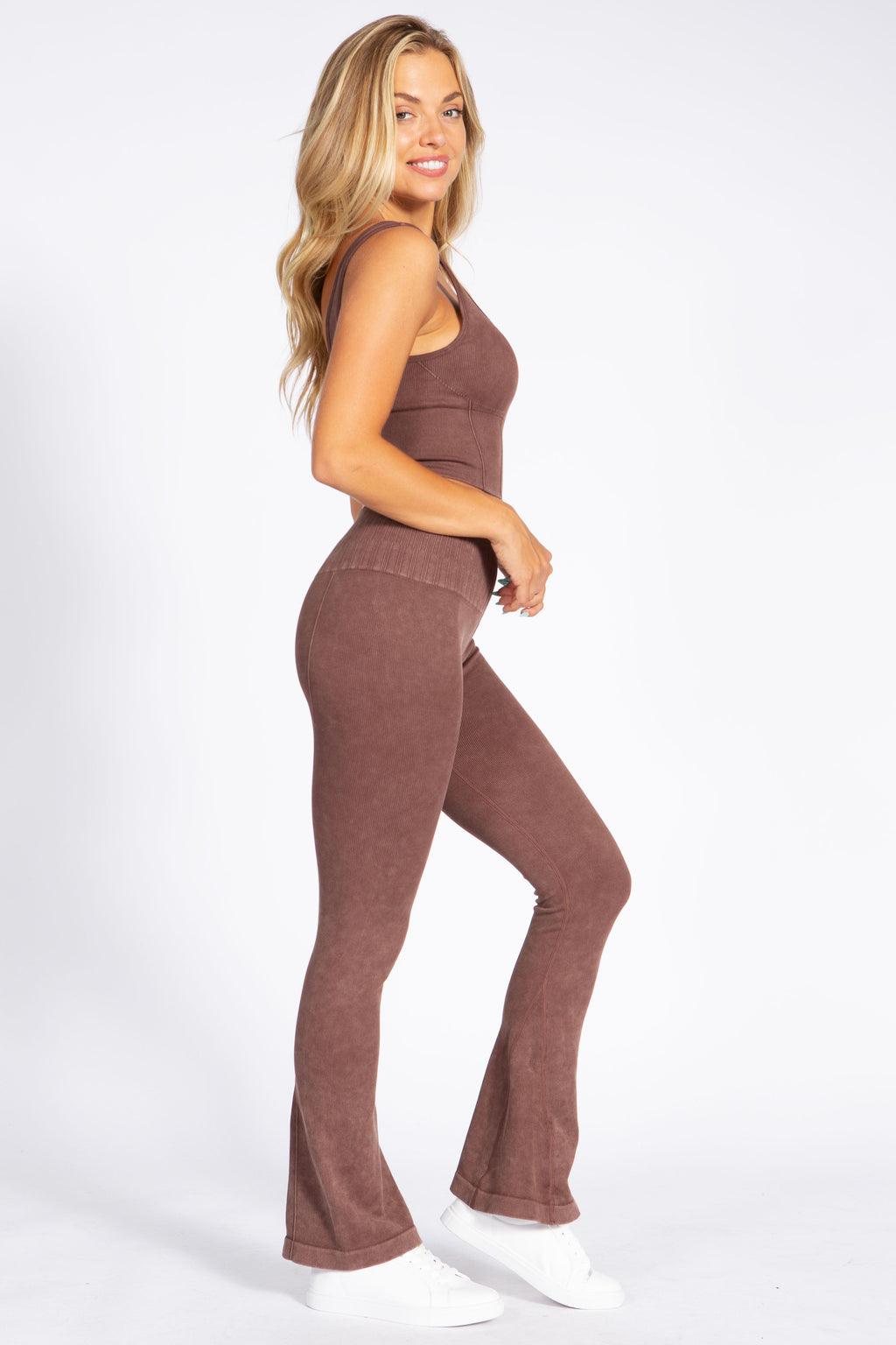 Stone Washed Ribbed Matching Yoga Set | Love It Curvy