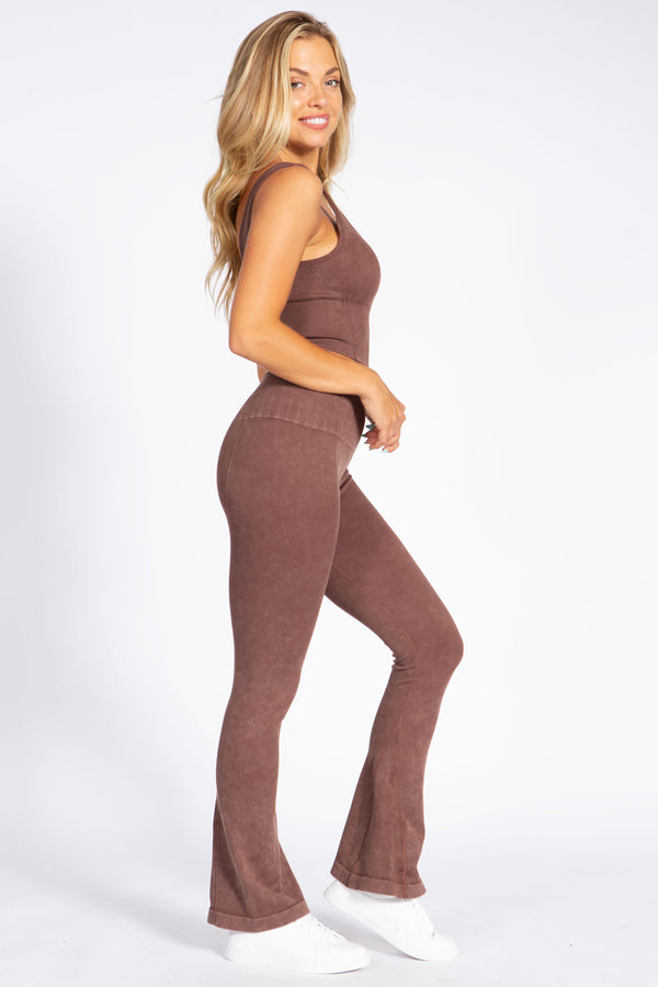 Stone Washed Ribbed Matching Yoga Set | Love It Curvy