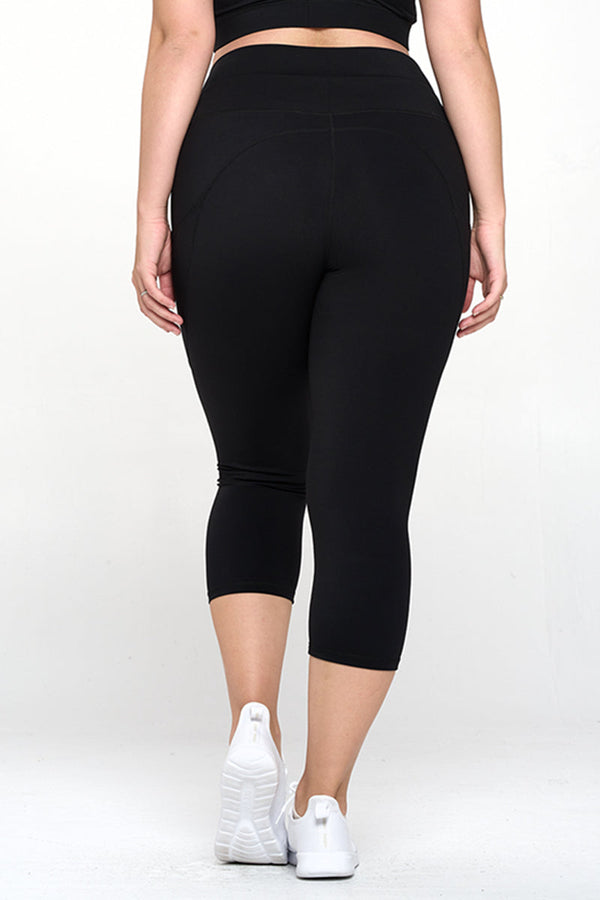 Plus Size Buttery Soft Activewear Capri Leggings with Pockets | Love It Curvy