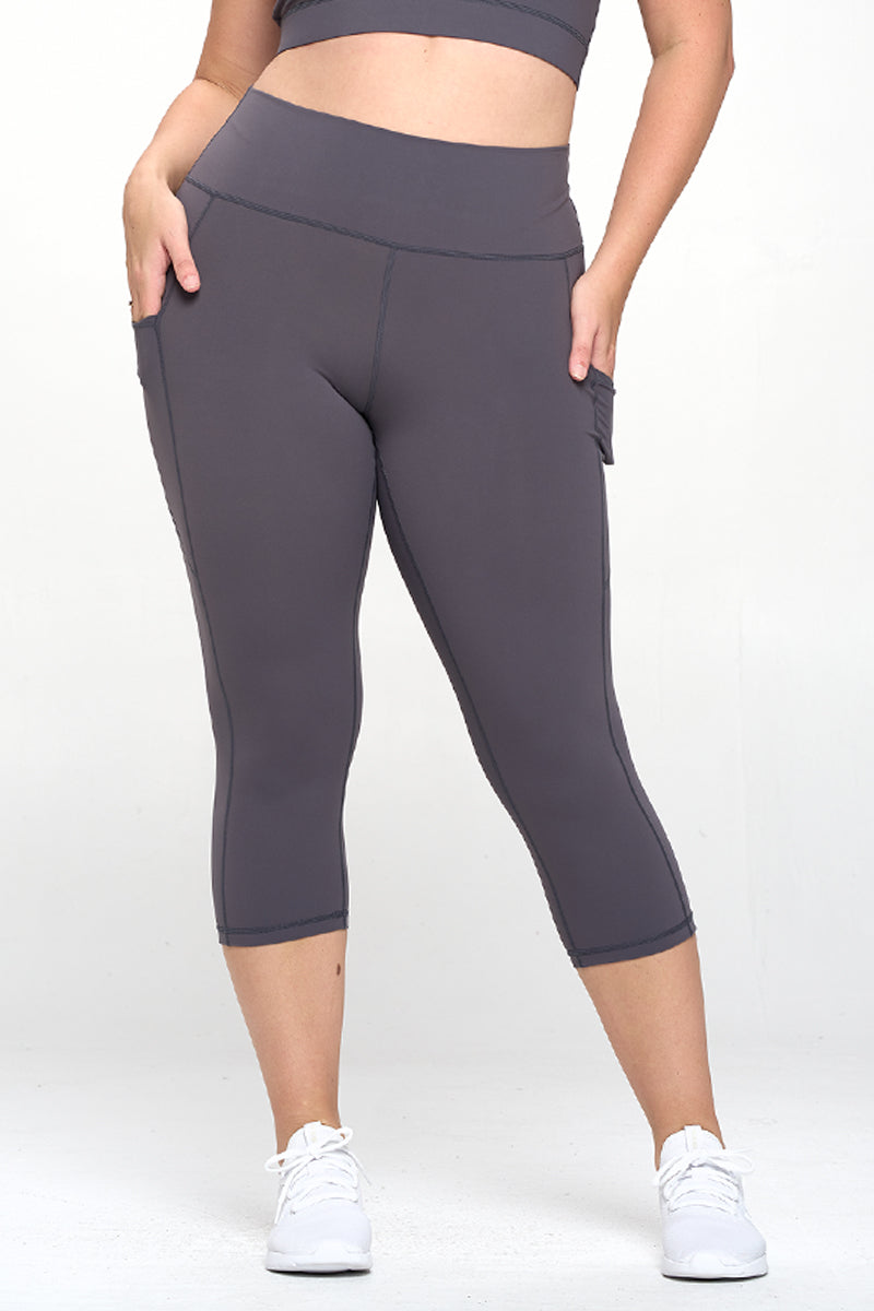 Plus Size Buttery Soft Activewear Capri Leggings with Pockets | Love It Curvy