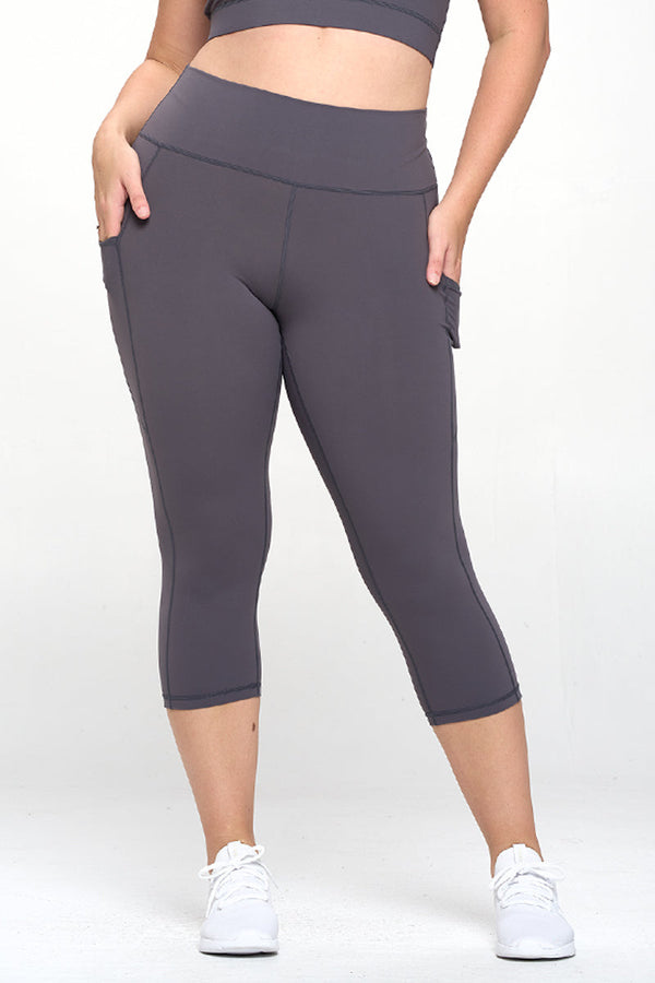 Plus Size Buttery Soft Activewear Capri Leggings with Pockets | Love It Curvy