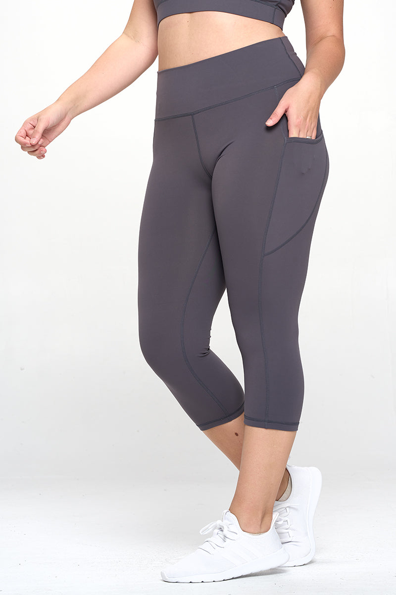 Plus Size Buttery Soft Activewear Capri Leggings with Pockets | Love It Curvy