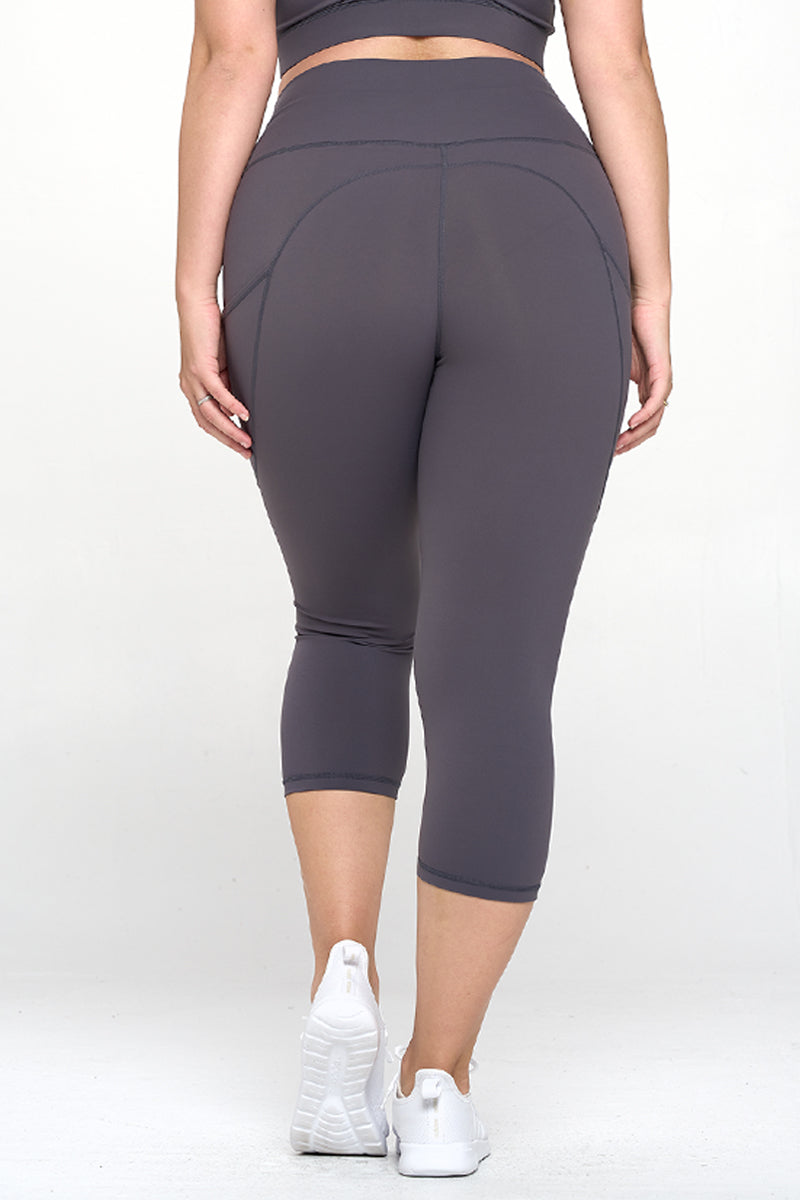 Plus Size Buttery Soft Activewear Capri Leggings with Pockets | Love It Curvy