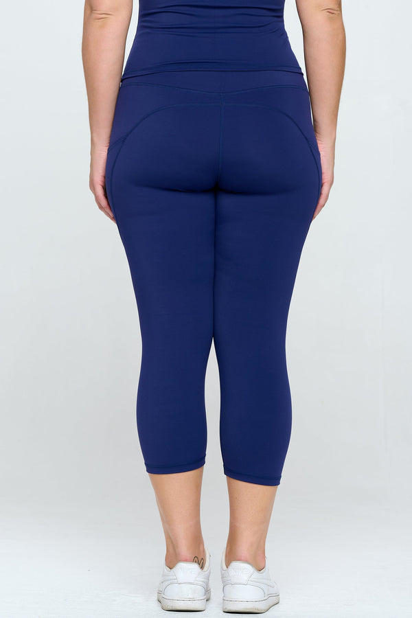 Plus Size Buttery Soft Activewear Capri Leggings with Pockets | Love It Curvy