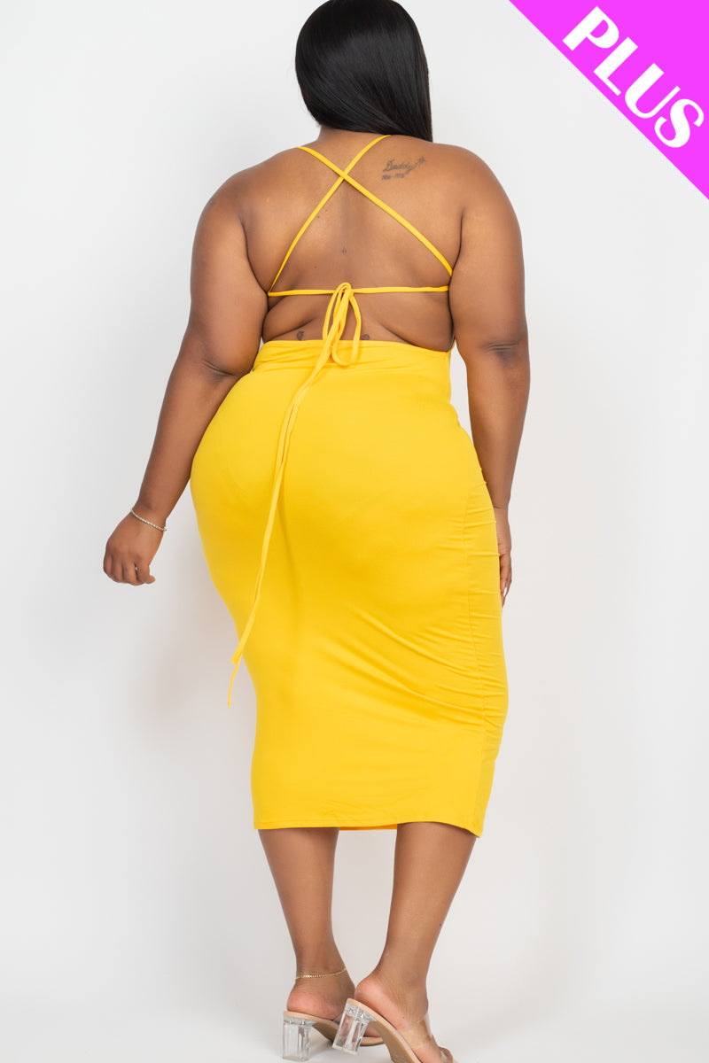 Plus Size Open Back Crisscross Maxi Dress (CAPELLA) - Love it Curvy