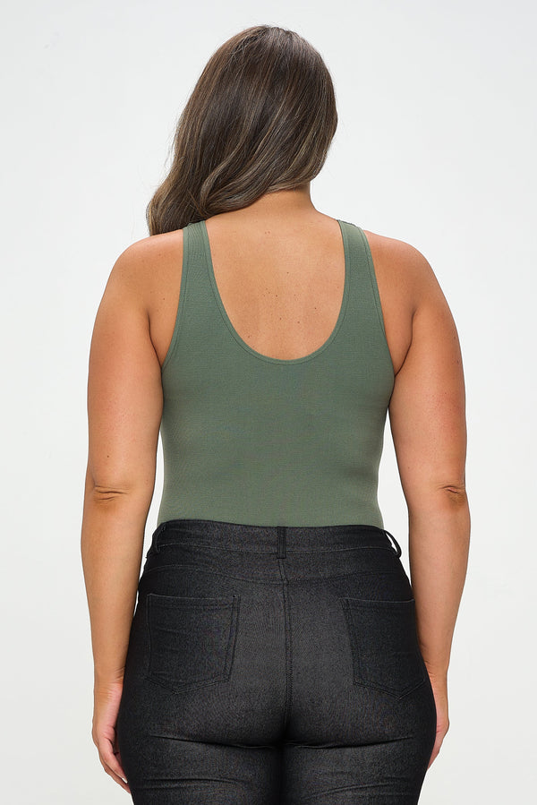 Reversible V-Neck Basic Tank Top Bodysuit | Love It Curvy