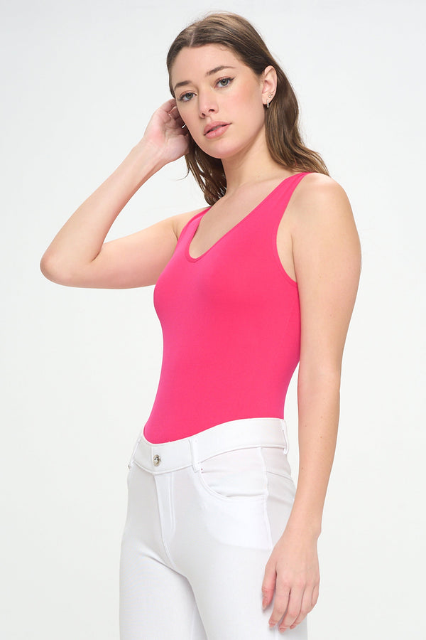 Reversible V-Neck Basic Tank Top Bodysuit | Love It Curvy