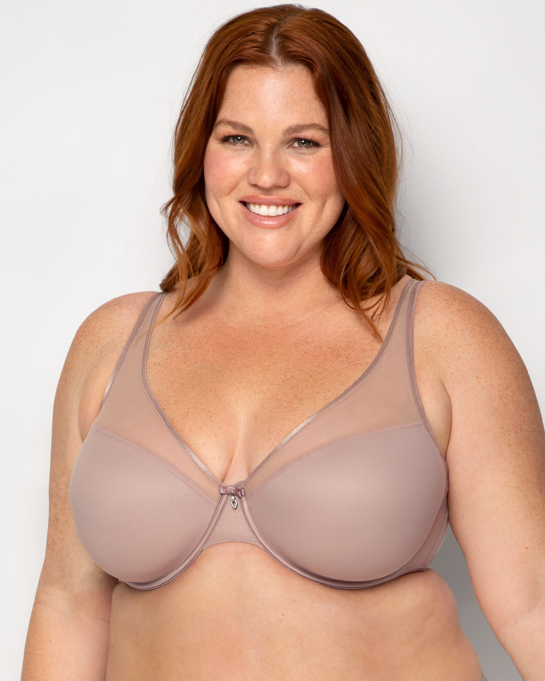 Sheer Mesh Plunge T-Shirt Bra - Core Neutrals | Love It Curvy