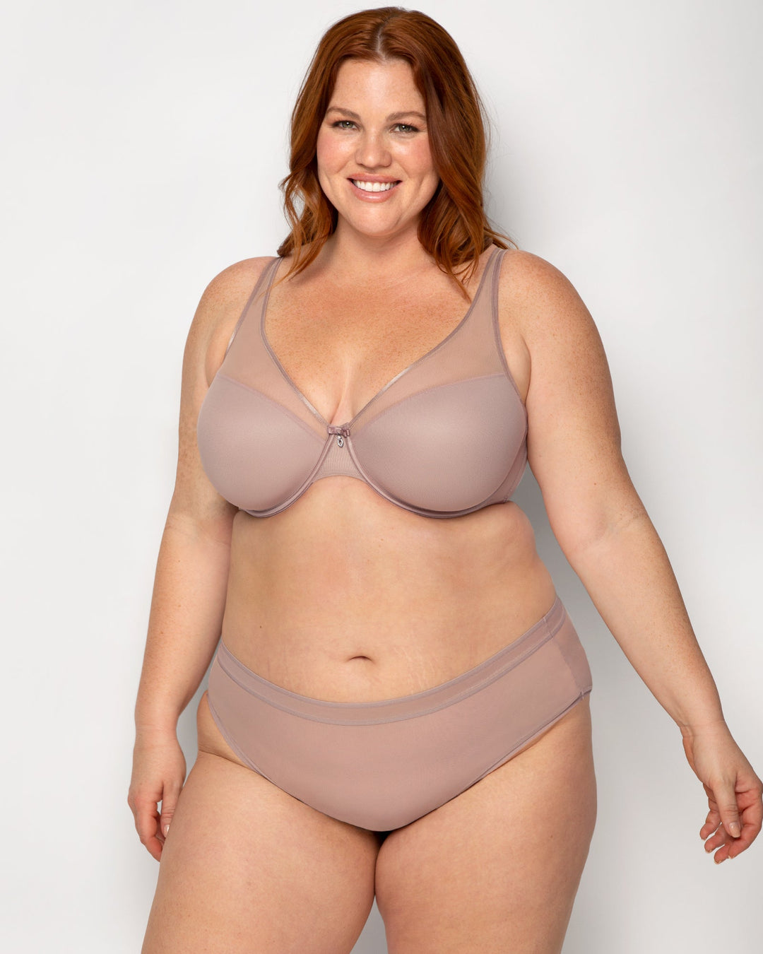 Sheer Mesh Plunge T-Shirt Bra - Core Neutrals | Love It Curvy