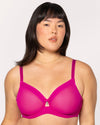 Curvy Couture Sheer Mesh Full Coverage Unlined Underwire Bra in Glamberry