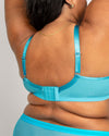Curvy Couture Sheer Mesh Full Coverage Unlined Underwire Bra in Deep Dive Blue