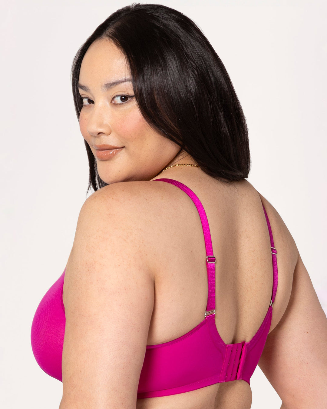 Curvy Couture Sheer Mesh Full Coverage Unlined Underwire Bra in Glamberry