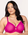 Curvy Couture Sheer Mesh Full Coverage Unlined Underwire Bra in Glamberry