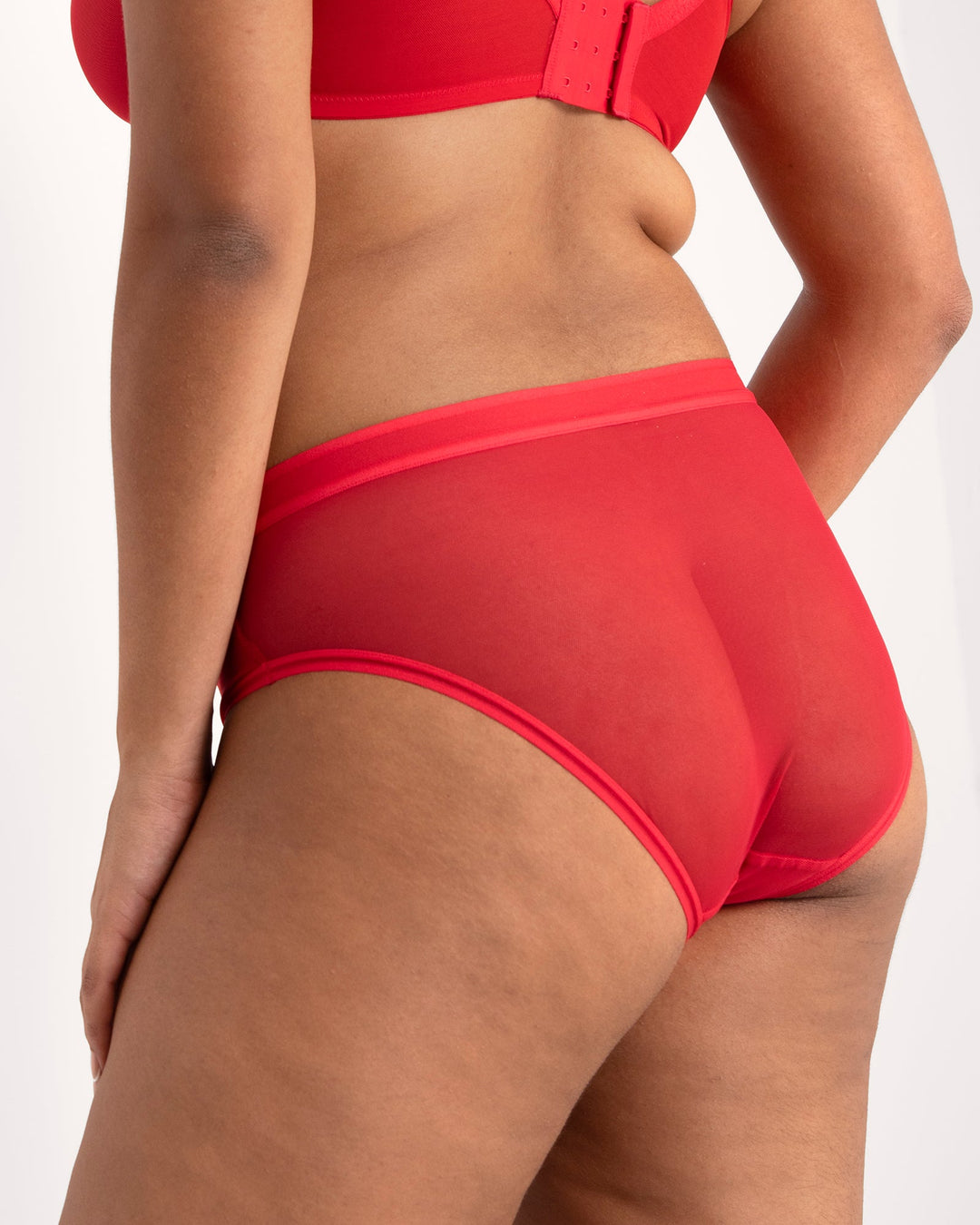 Sheer Mesh High Cut Brief - Diva Red