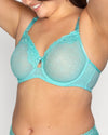 Curvy Couture Sheer Whisper Full Coverage Unlined Underwire Bra in Aruba Blue