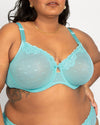 Curvy Couture Sheer Whisper Full Coverage Unlined Underwire Bra in Aruba Blue