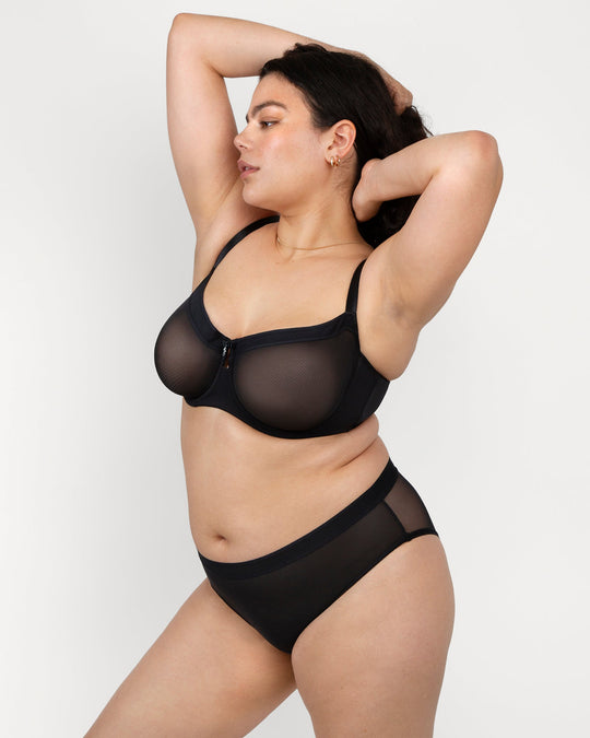 Sheer Mesh High Cut Brief - Black Hue