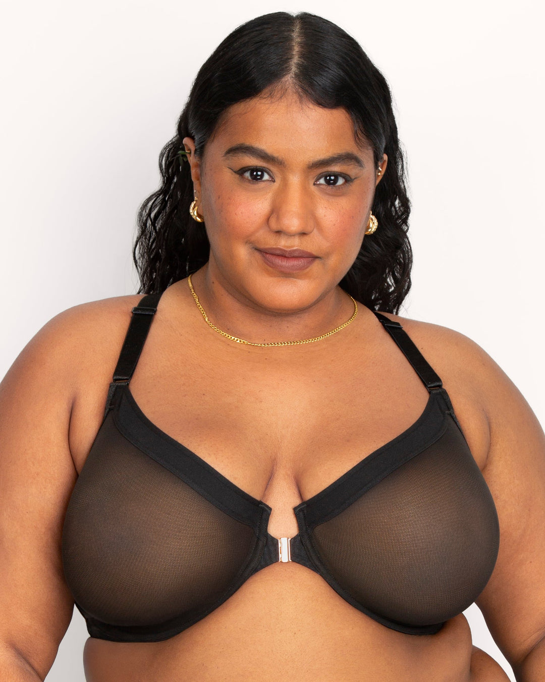 Sheer Mesh Front Close Racerback Unlined Bra | Love It Curvy