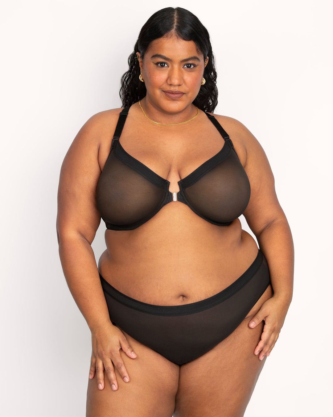 Sheer Mesh Front Close Racerback Unlined Bra | Love It Curvy