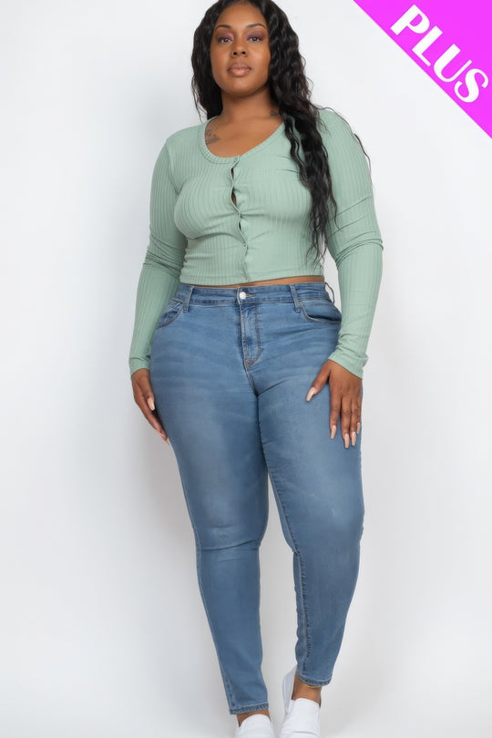 Plus Size Button Up Cropped Top - Love it Curvy