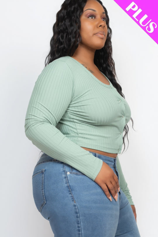 Plus Size Button Up Cropped Top - Love it Curvy