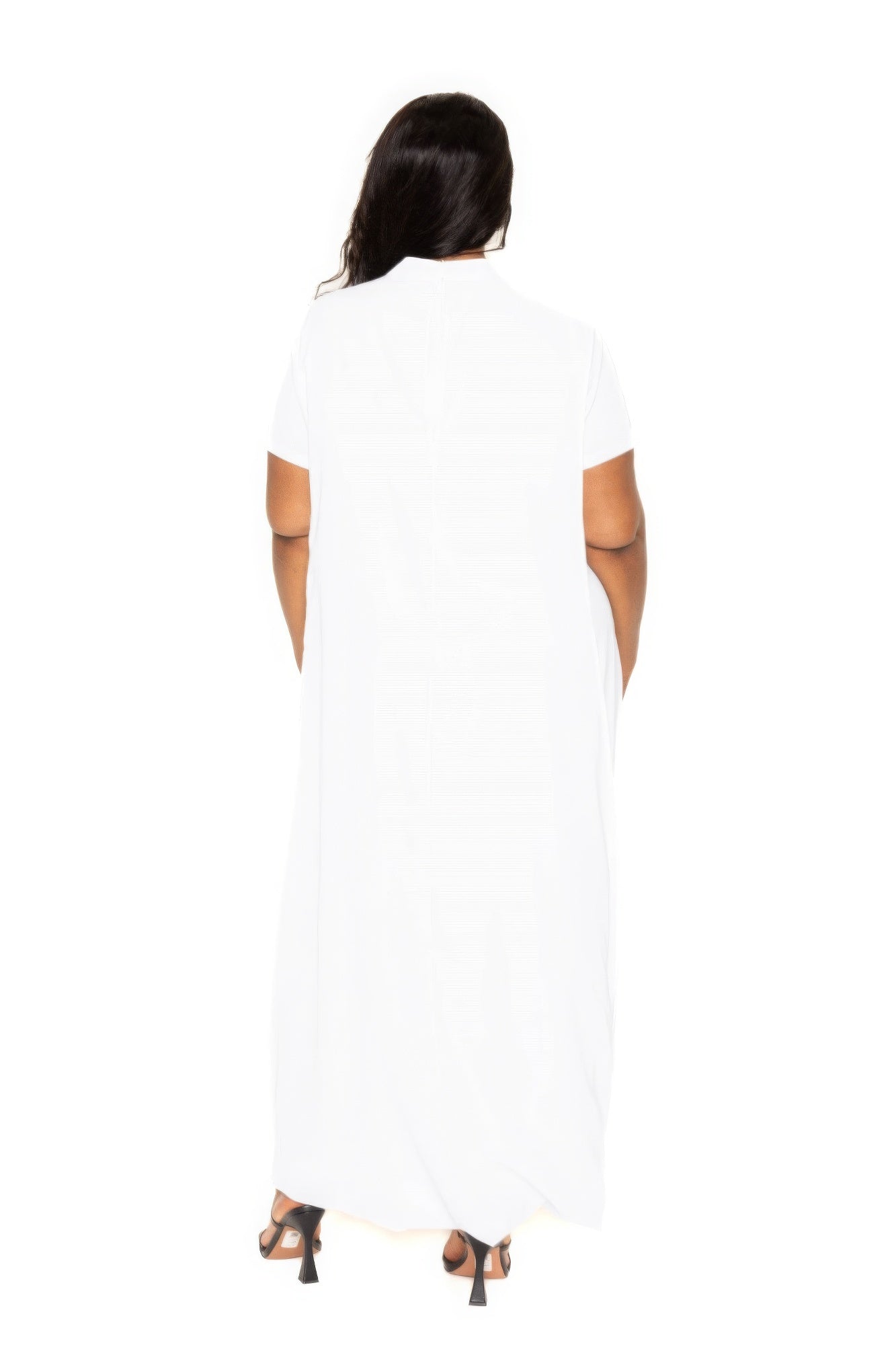 Mock neck back cape dress